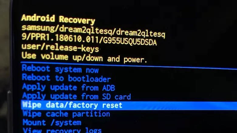 Factory reset samsung